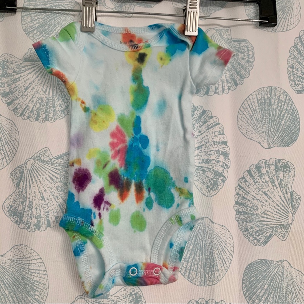 Hand tie dyed newborn onesies